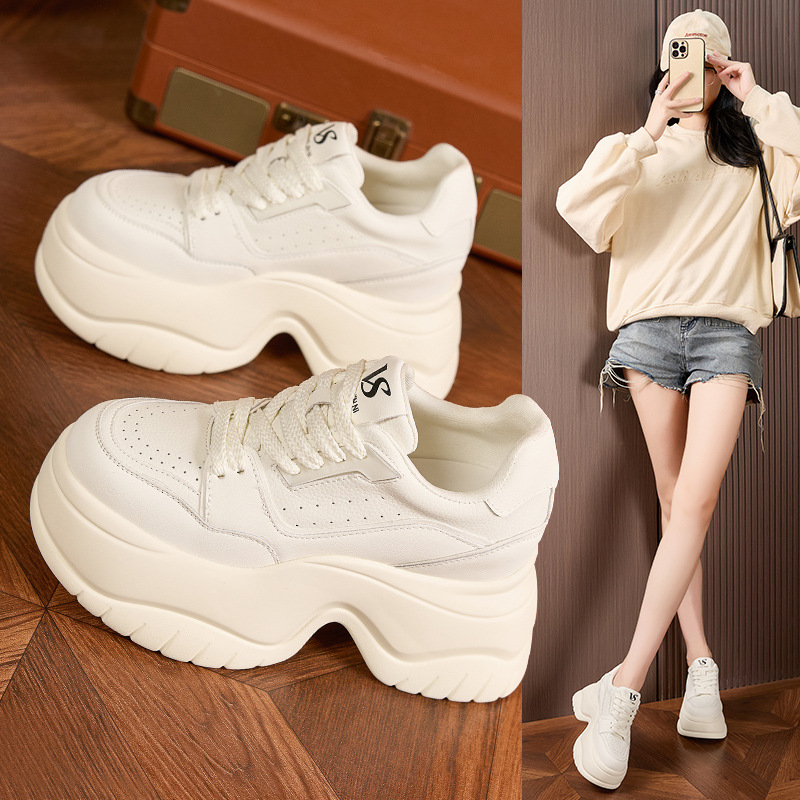 Sewing Fleece - 8 cm Platform Beyaz Spor Ayakkabı
