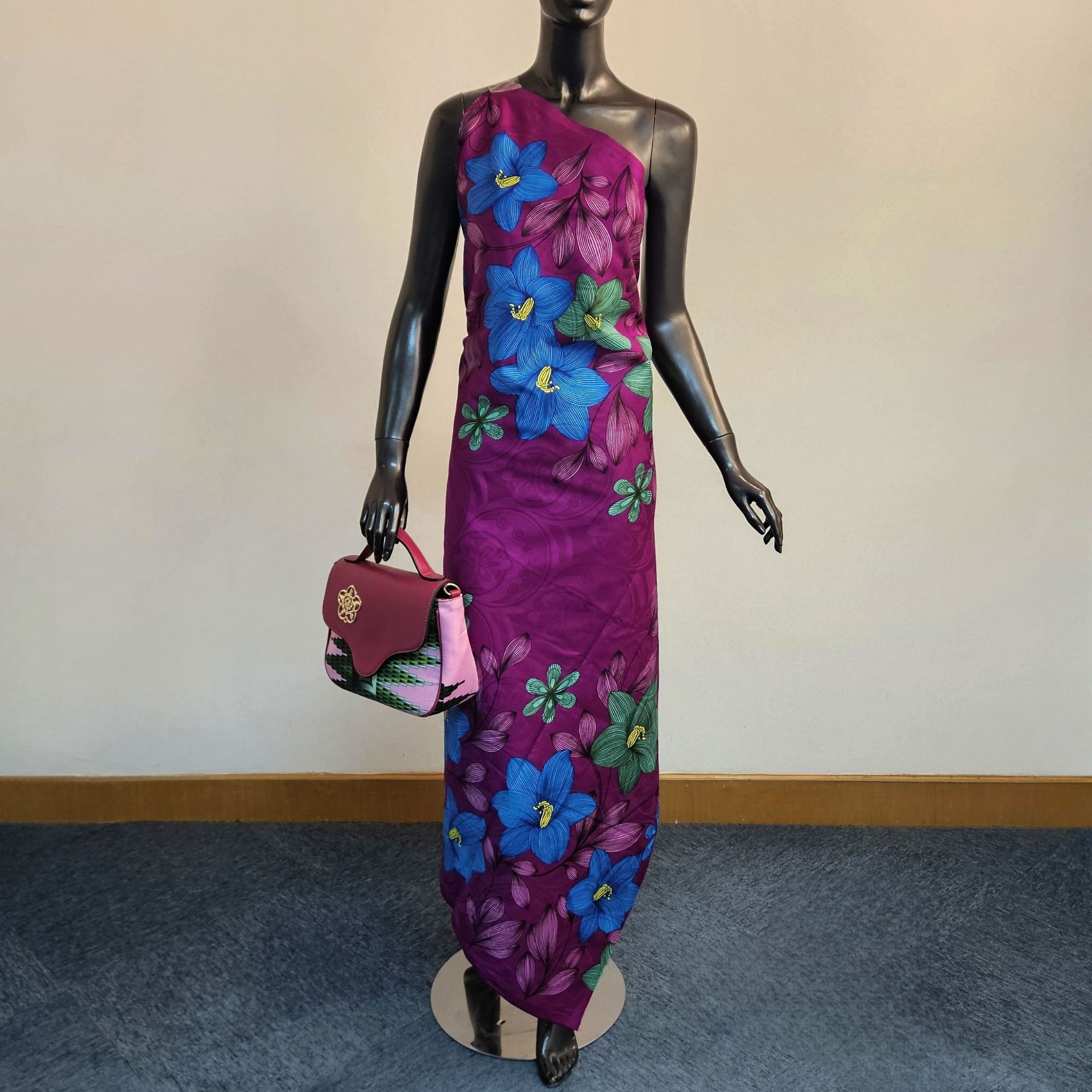Sewing Batik Fabric - Mor Mavi Pamuklu Afrika Baskılı Kumaş