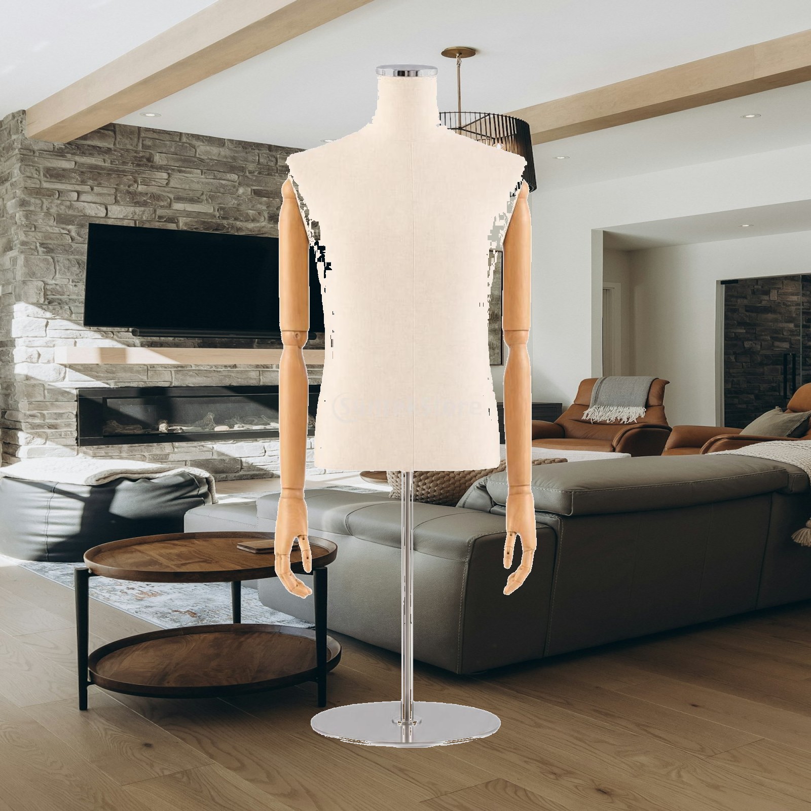 Dress Form Mannequin - Erkek Yarım Gövdeli Manken, Kumaş Kaplı