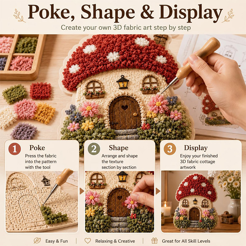 3D Mantar Ev Poke Art DIY Kiti - Sewing Art incelemesi ve fiyatı