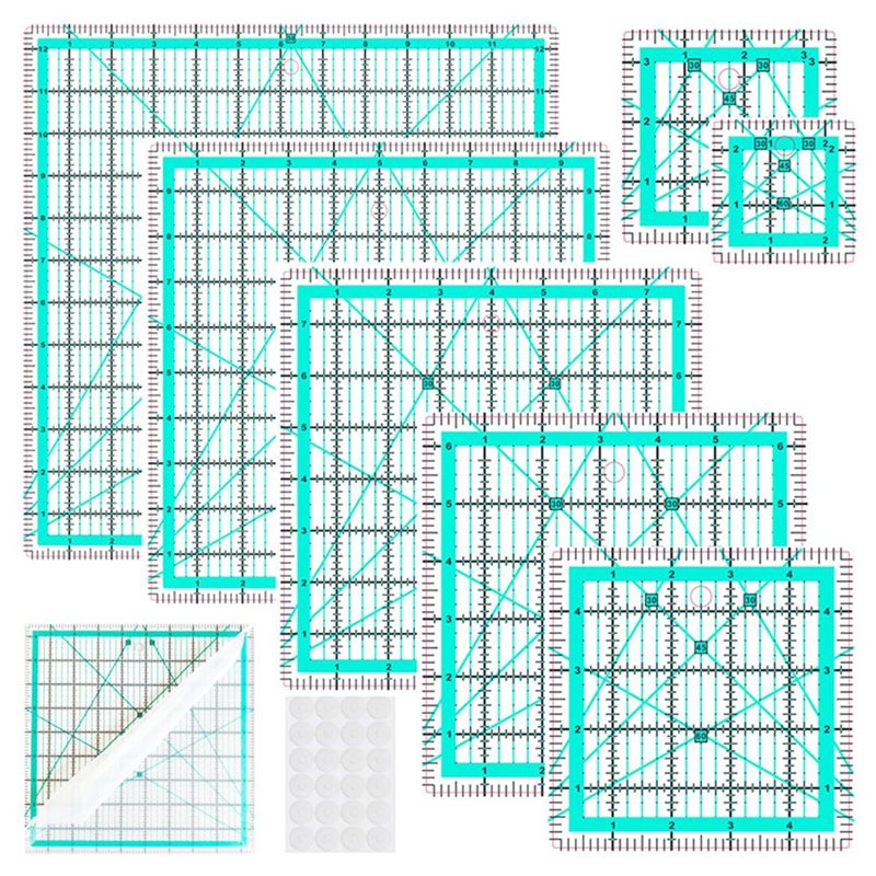 A25F-Mavi 7 Parçalı Yaka Cetve - Quilting Ruler Square incelemesi ve fiyatı
