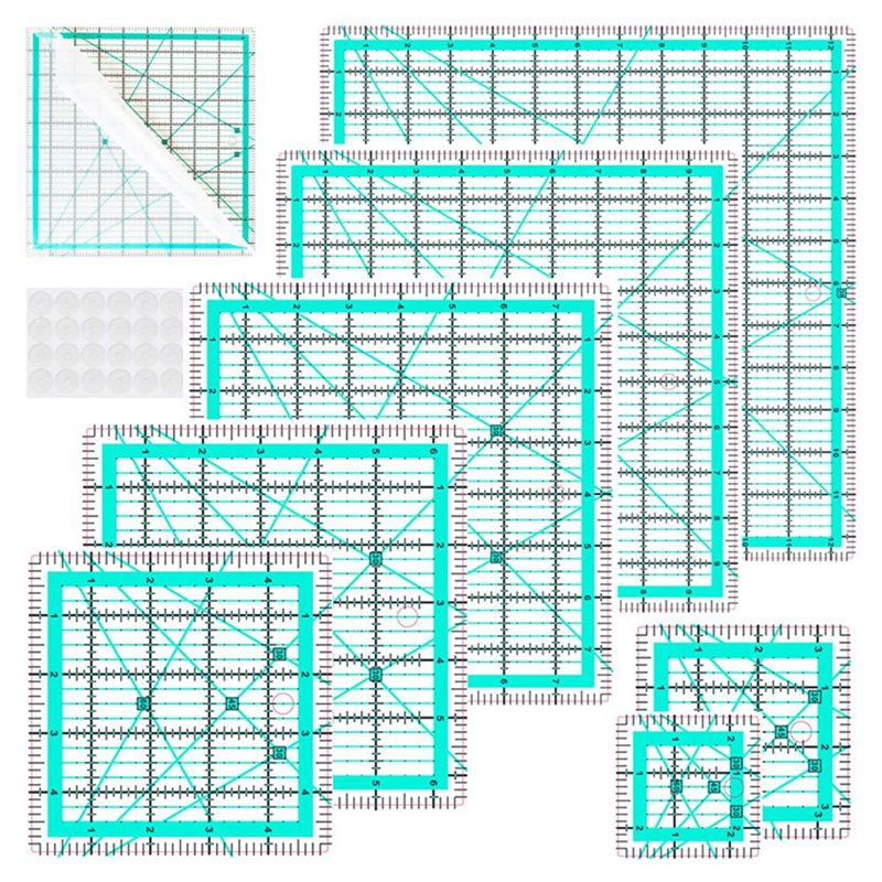 A25F-Mavi 7 Parçalı Yaka Cetve - Quilting Ruler Square incelemesi ve fiyatı